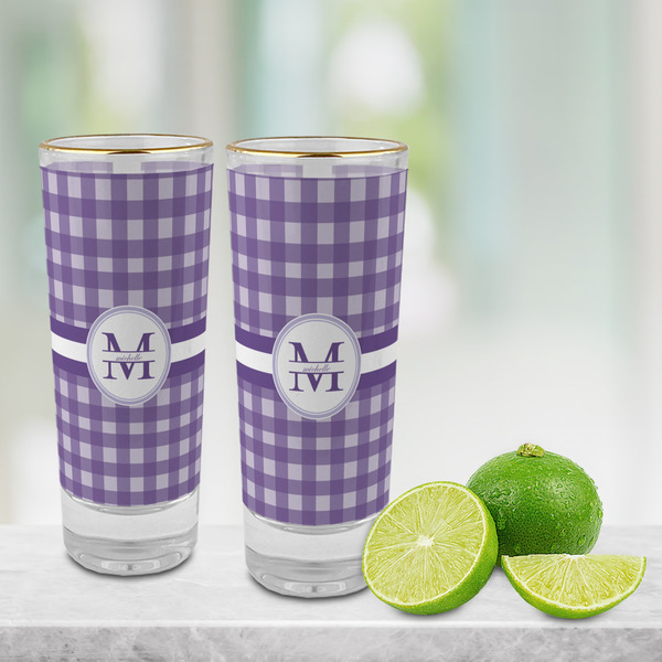 Gingham Print Glass Shot Glass - 2 oz - LIFESTYLE