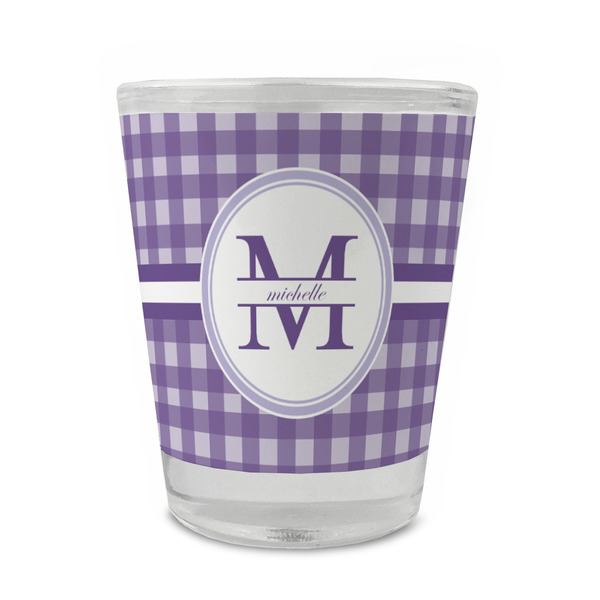 Custom Gingham Print Glass Shot Glass - 1.5 oz - Set of 4 (Personalized)