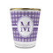 Gingham Print Glass Shot Glass - 1.5 oz - with Gold Rim - Set of 4 (Personalized)