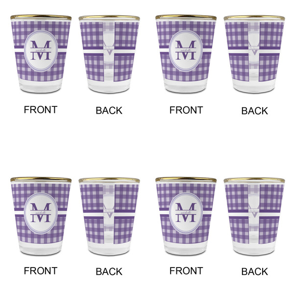 Gingham Print Glass Shot Glass - with gold rim - Set of 4 - APPROVAL