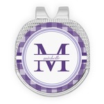 Gingham Print Golf Ball Marker - Hat Clip - Silver