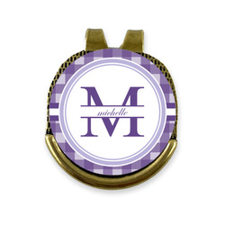 Gingham Print Golf Ball Marker - Hat Clip - Gold