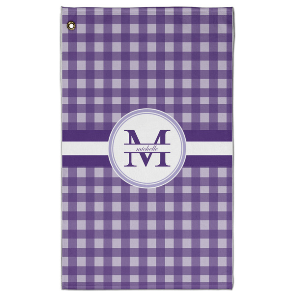 Custom Gingham Print Golf Towel - Poly-Cotton Blend - Large w/ Name and Initial