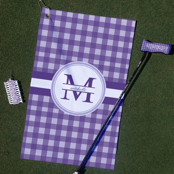 Custom Gingham Print Golf Towel Gift Set (Personalized)
