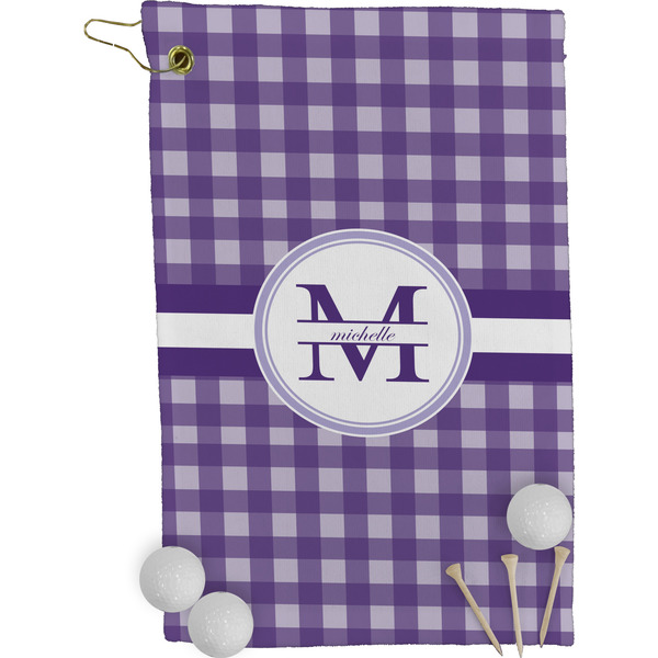 Purple Gingham Golf Towel (Personalized)