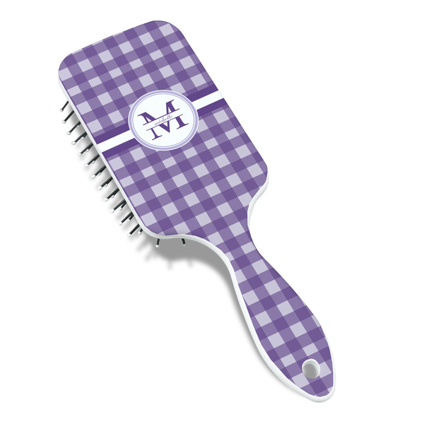 Gingham Print Hair Brush - Angle View