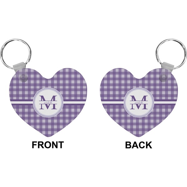 Gingham Print Heart Keychain (Front + Back)