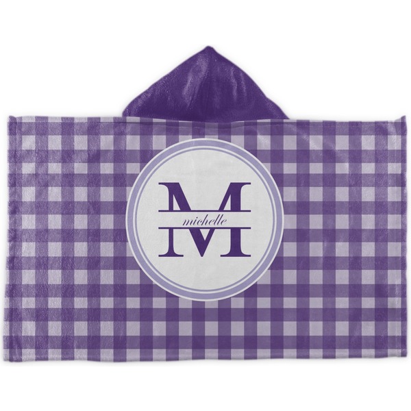 Custom Gingham Print Kids Hooded Towel (Personalized)