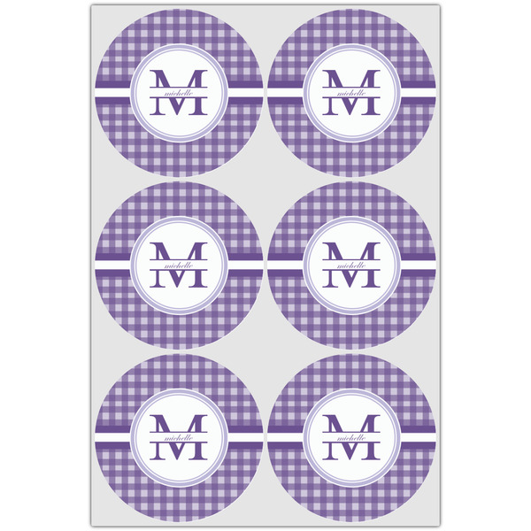 Gingham Print Icing Circle - Large - Set of 6
