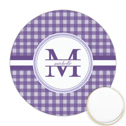 Gingham Print Printed Cookie Topper - Round (Personalized)