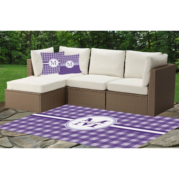 Gingham Print Outdoor Mat & Cushions
