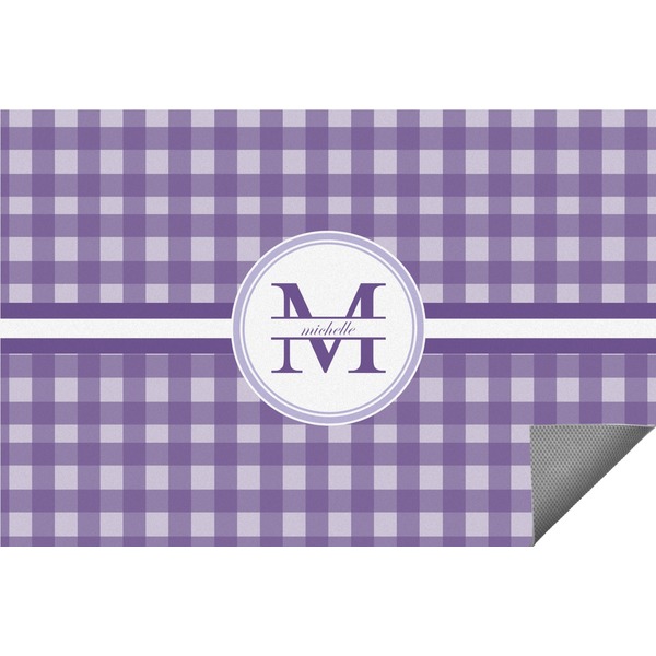 Custom Gingham Print Indoor / Outdoor Rug - 6'x8' w/ Name and Initial