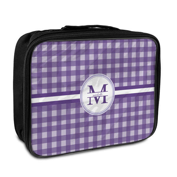 Custom Gingham Print Insulated Lunch Bag (Personalized)