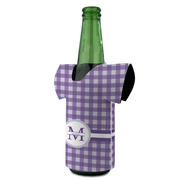 Gingham Print Jersey Bottle Cooler - ANGLE (on bottle)