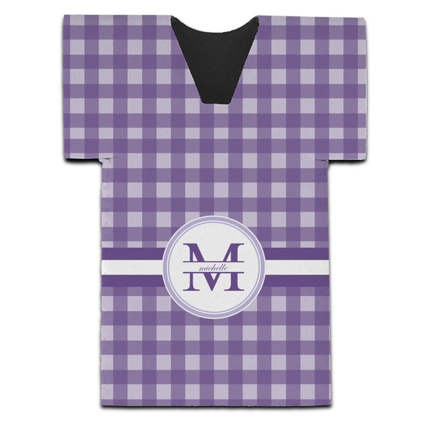 Custom Gingham Print Jersey Bottle Cooler (Personalized)