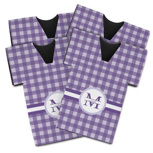 Gingham Print Jersey Bottle Cooler - Set of 4 - MAIN (flat)