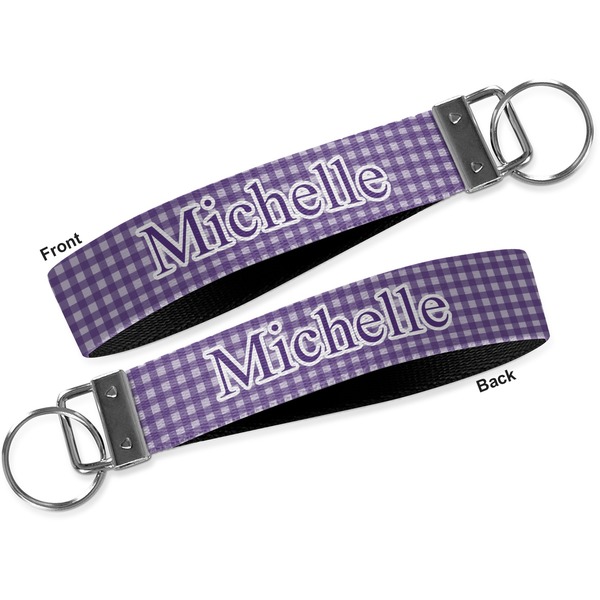 Gingham Print Key-chain - Metal and Nylon - Front and Back