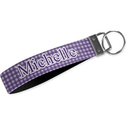 Gingham Print Webbing Keychain Fob - Small (Personalized)