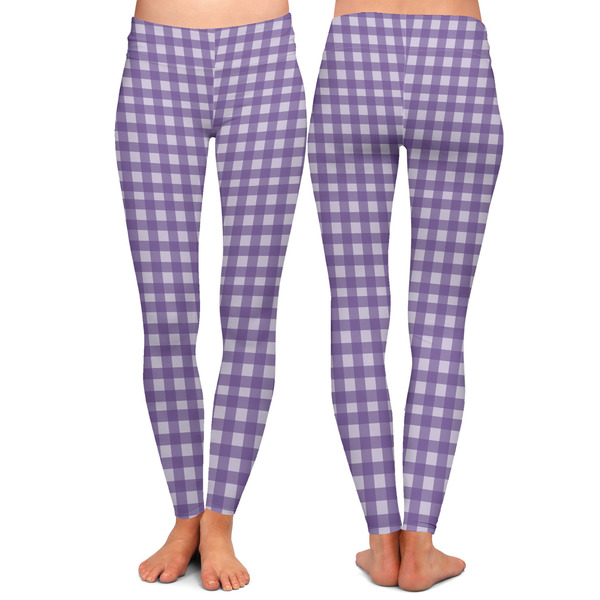 Gingham Print Ladies Leggings - Front and Back