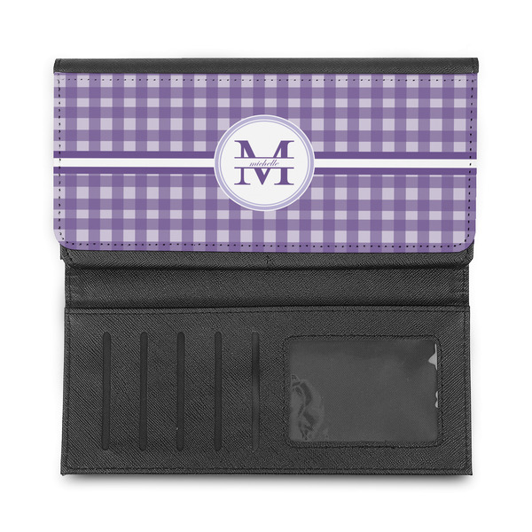 Gingham Print Ladies Wallet - Half Way Open
