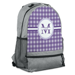 Gingham Print Backpack - Grey (Personalized)