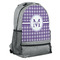 Gingham Print Large Backpack - Gray - Angled View
