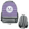 Gingham Print Large Backpack - Gray - Front & Back View