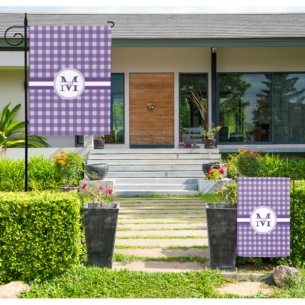 Custom Gingham Print Large Garden Flag - Double Sided (Personalized)