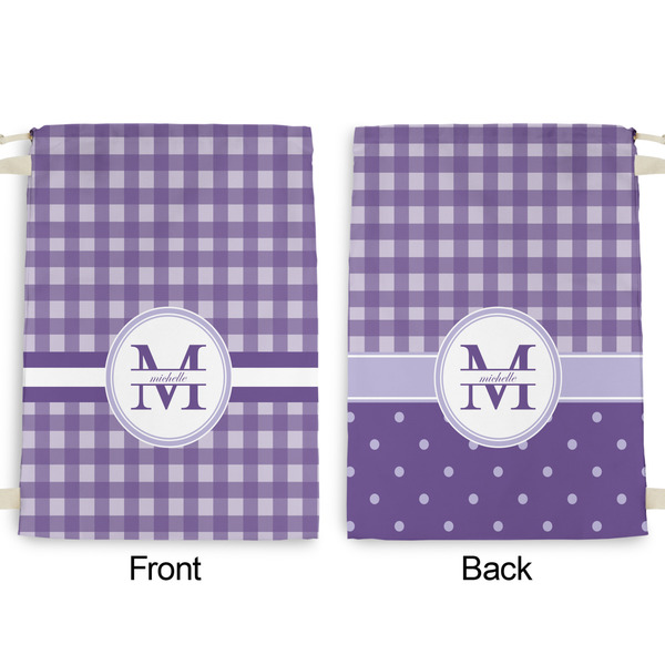 Gingham Print Large Laundry Bag - Front & Back View