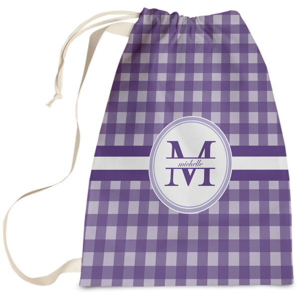 Custom Gingham Print Laundry Bag - Large (Personalized)