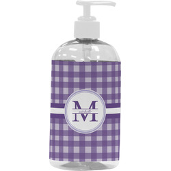 Gingham Print Plastic Soap / Lotion Dispenser (16 oz - Large - White) (Personalized)