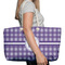 Gingham Print Large Rope Tote Bag - In Context View