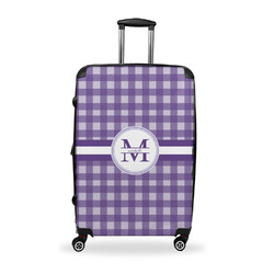 Gingham Print Suitcase - 28" Large - Checked w/ Name and Initial