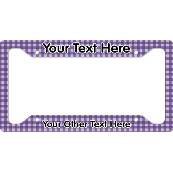 Custom Gingham Print License Plate Frame (Personalized)
