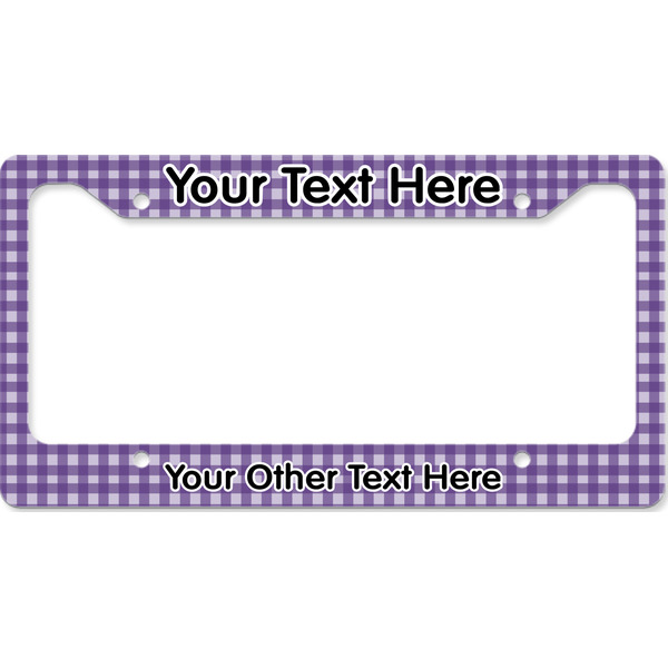 Custom Gingham Print License Plate Frame - Style B (Personalized)