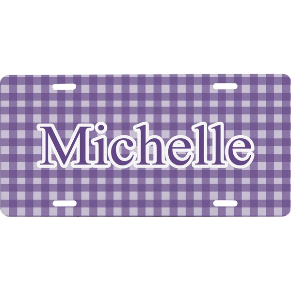 Custom Gingham Print Front License Plate (Personalized)
