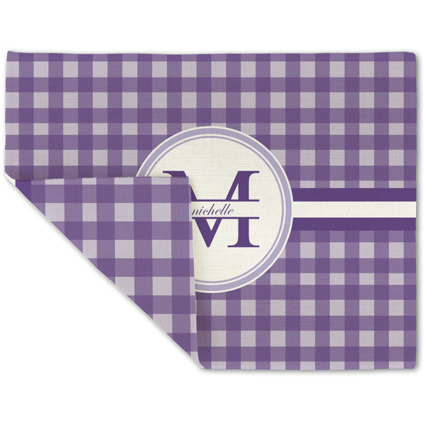 Custom Gingham Print Double-Sided Linen Placemat - Single w/ Name and Initial