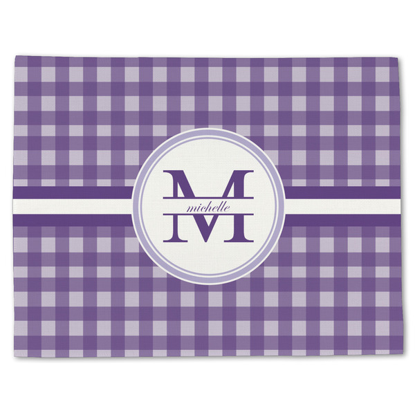 Custom Gingham Print Single-Sided Linen Placemat - Single w/ Name and Initial