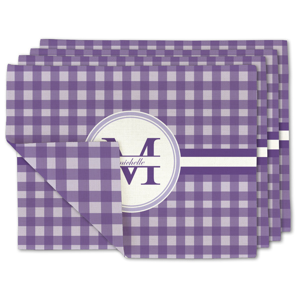 Custom Gingham Print Linen Placemat w/ Name and Initial