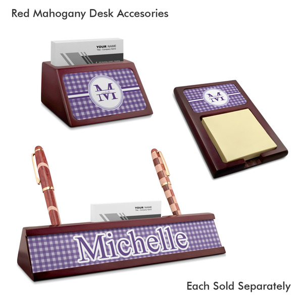 Gingham Print Mahogany Desk Accessories