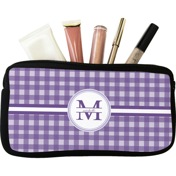 Custom Gingham Print Makeup / Cosmetic Bag (Personalized)