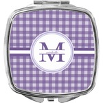 Gingham Print Compact Makeup Mirror (Personalized)