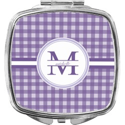 Gingham Print Compact Makeup Mirror (Personalized)