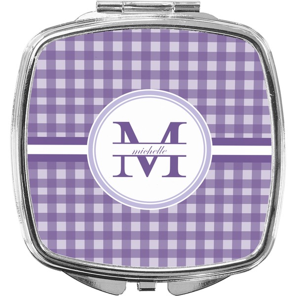 Custom Gingham Print Compact Makeup Mirror (Personalized)