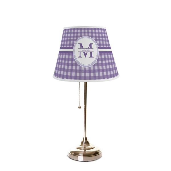 Gingham Print Poly Film Empire Lampshade - On Stand