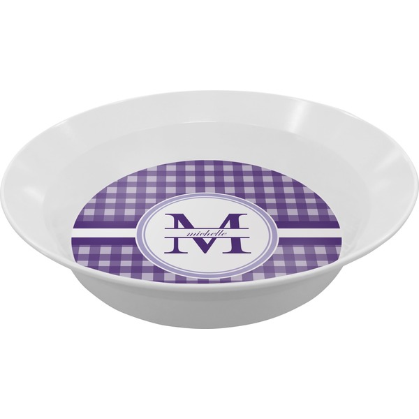 Custom Gingham Print Melamine Bowl (Personalized)