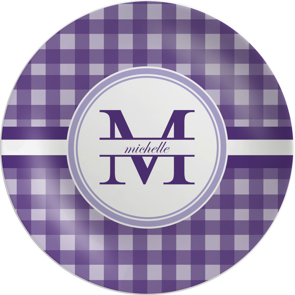 Custom Gingham Print Melamine Plate (Personalized)