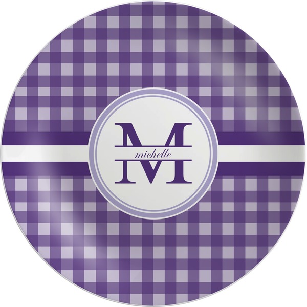 Custom Gingham Print Melamine Plate (Personalized)