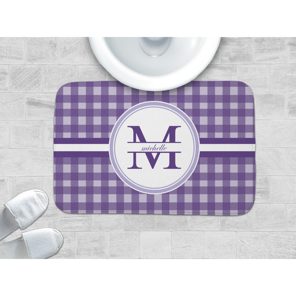 Gingham Print Memory Foam Bath Mat - LIFESTYLE 34x21