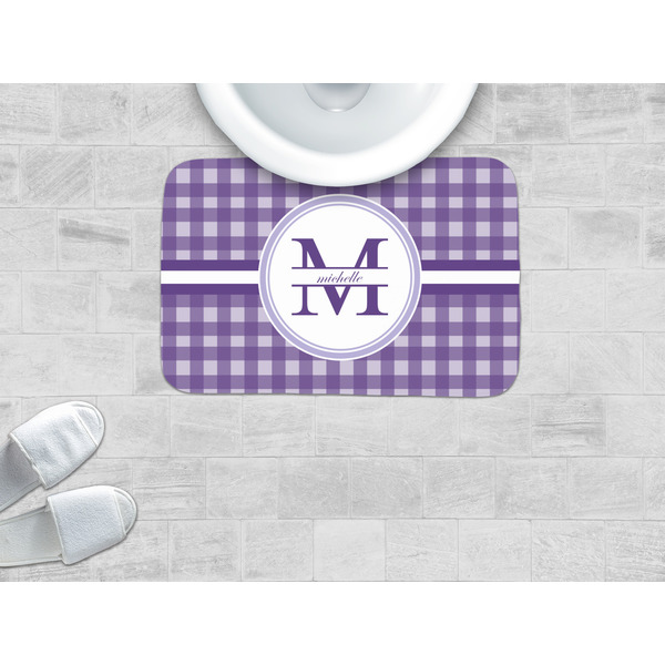 Gingham Print Memory Foam Bath Mat - LIFESTYLE
